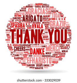 Concept Or Conceptual Abstract Thank You Word Cloud In Different Languages Or Multilingual For Education Or Thanksgiving Day, Metaphor To Appreciation, Multicultural, Friendship, Tourism Travel