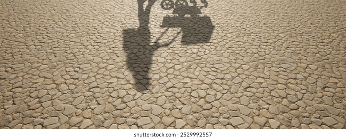 Concept or conceptual background of floor texture surface with a human shadow as silhouette. A 3d illustration metaphor to newborn parenthood love, childhood family motherhood or carriage walk design - Powered by Shutterstock