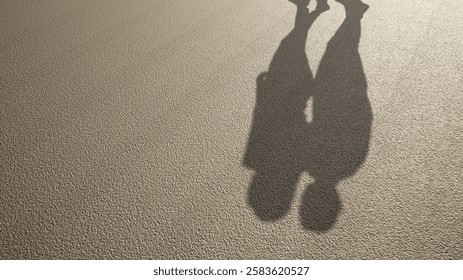 Concept or conceptual background of floor texture surface with a human shadow as silhouette. 3d illustration metaphor to old couple romance happy relationship lifestyle, love or family elderly design