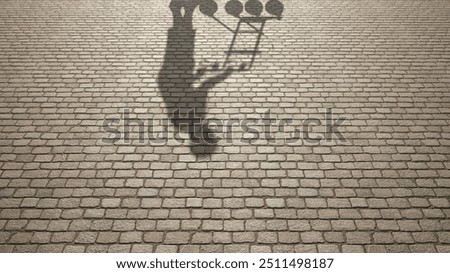 Concept or conceptual background of floor texture surface with a human shadow as silhouette. A 3d illustration metaphor for old senior aged people care, walk problem or elderly support health design