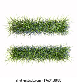 Concept Or Conceptual Green Summer Lawn Grass Symbol Isolated  White Background, Equal Sign.  3d Illustration Metaphor For Nature, Conservation, Organic, Growth, Environment, Ecology, Spring Or Summer