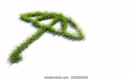 Concept Or Conceptual Green Summer Lawn Grass Symbol Shape Isolated On White Background, Sign Of Opened Umbrella. A 3d Metaphor For Protection, Security And Comfort,  Tourism, Fashion And Style