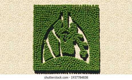 Concept Or Conceptual Group Of Green Forest Tree On Dry Ground Background, Sign Of  The Lungs And Heart. A 3d Illustration Metaphor For Medicine, Heart-lung Transplant, Pulmonary Or Heart Illnesses 