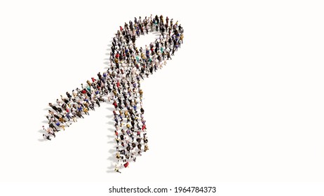 Concept conceptual large community of people forming the image of breast cancer symbol. 3d illustration metaphor for awareness, solidarity, life, prevention, support, help and cure - Powered by Shutterstock