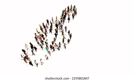 Concept Or Conceptual Large Community Of People Forming The Image Of A Musical Note On White Background. A 3d Illustration Metaphor For Music, Concert, Accoustic, Orchestra, Education And Culture 