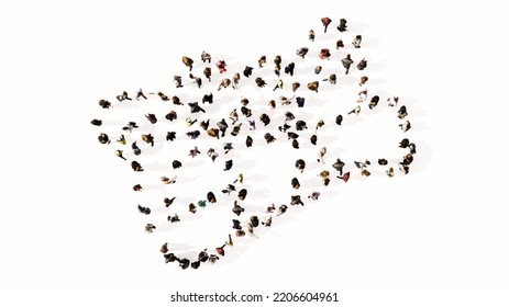 Concept Conceptual Large Community Of People Forming The Image Of A Graduate Diploma On White Background. A 3d Illustration Metaphor For Academic Achievement, Knowledge, Learning, Future Professional