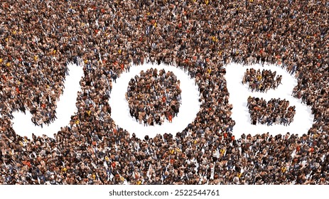 Concept  or conceptual large community of people forming JOB word. 3d illustration metaphor for work, human resources, employment, recruitment, career, opportunity, team, management and professional - Powered by Shutterstock