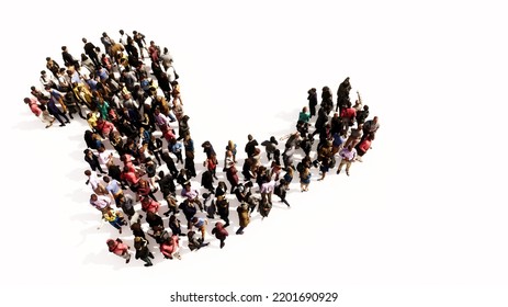 Concept Or Conceptual Large Gathering Of People Forming The Image Of A Healthy And Muscular Arm. A 3d Illustration Metaphor For Bodybuilding, Athlete, Fitness, Sport, Strenght,  Power, Diet Or Anatomy