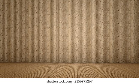 Concept or conceptual vintage or grungy brown background of natural wood or wooden old texture floor and wall as a retro pattern layout. 3d illustration metaphor to time, material, emptiness,  age 