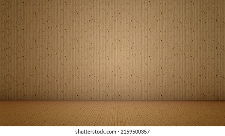 Concept or conceptual vintage or grungy brown background of natural wood or wooden old texture floor and wall as a retro pattern layout. 3d illustration metaphor to time, material, emptiness and  age