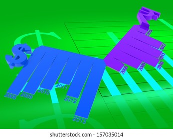 Concept of currency converting, 3d sign of dollar & rupees. 
