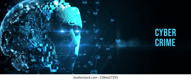 The concept of a cyber attack on a computer network. Cyber crime and internet privacy hacking. 3d illustration