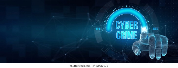 The concept of a cyber attack on a computer network. Cyber crime and internet privacy hacking. 3d illustration