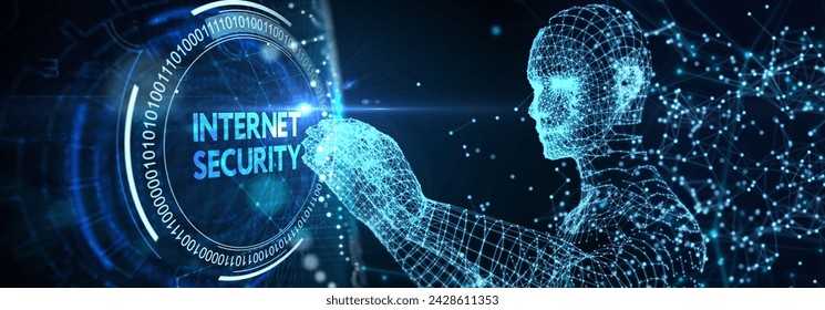 Concept of cyber security, information security and encryption, secure access to personal information, secure Internet access, cybersecurity. 3d illustration