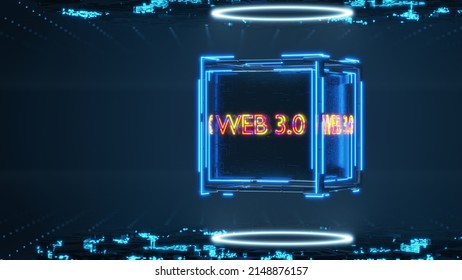 The Concept Of Decentralized Internet Web 3.0. 3d Rendering..