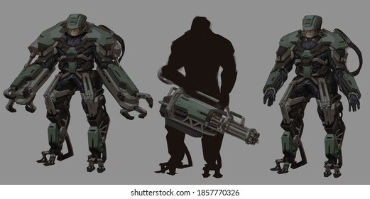 Concept Design Imaginative Futuristic Science Fiction Robotic Character Cyber Military Bio Weapon