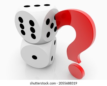 Concept of dice and question mark.3d illustration