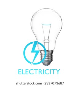 Concept of electricity. The concept of electrification. Light bulb with the inscription electricity. 3d render.