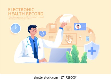 Concept Of Electronic Health Record, Doctor Using EHR To Make Sound Decisions And Recommendations For Patient