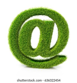 Concept of e-mail symbol covered grass in the design of information related to the Internet. 3d illustration