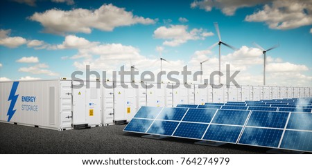 Farm with photovoltaic system behind a blooming rape field