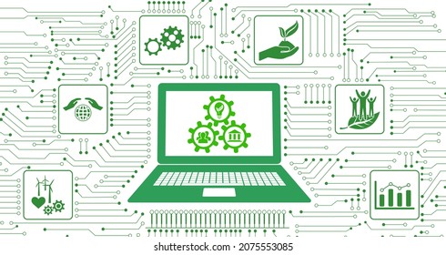 Concept Of Esg With Icons Integrated In Circuit