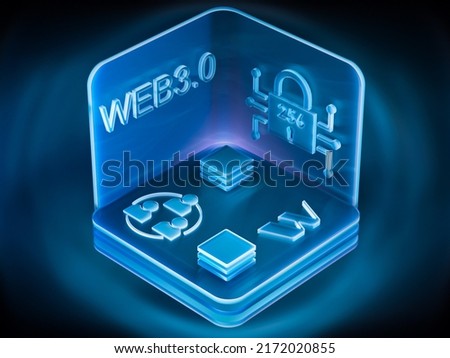Concept of the future internet  web 3.0 based on blockchain. 3d render