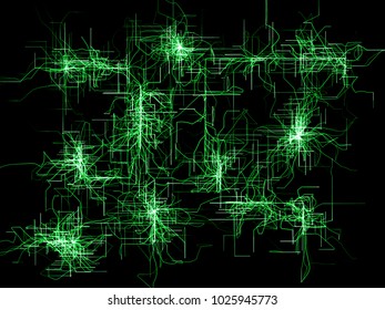 Concept of global network internet communication illustration, green color