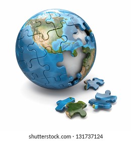 delicacy midnight Forbid Concept Globalization Earth Puzzle On White Stock Illustration 131737124 |  Shutterstock