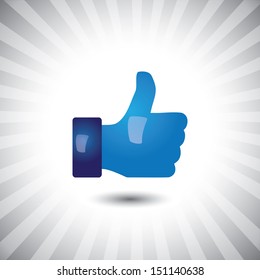 Concept Graphic- Glossy, Stylish Social Media Like Hand Icon ( Sign ). The Illustration Shows A Shiny Like Sign Or Icon Used In Social Media Websites Like Facebook