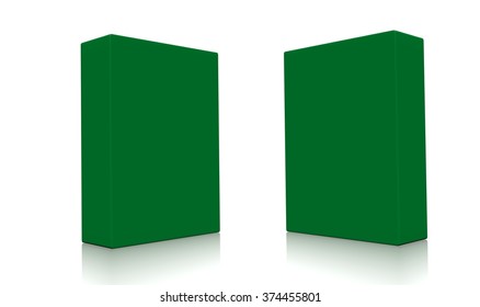 Concept of green boxes isolated on a white background.