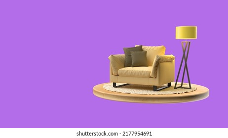 Concept Of A Home Loan Or Repair Room On Credit Card 3d Render On Blue Gradient Furniture Repair Home Renovation Loan. Buying Furniture