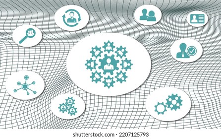 Concept Of Hrm With Icons On Mesh Network