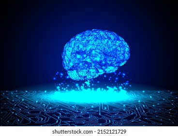 Concept of human intelligence with human brain on blue background