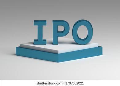 Concept illustration with large blue shiny letters IPO. Abbreviation of business concept Initial Public Offering. 3d illustration.
