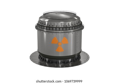 Concept Illustration Of A Nuclear Reactor Isolated On White Background. 3d Rendering