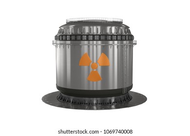 Concept Illustration Of A Nuclear Reactor Isolated On White Background. 3d Rendering