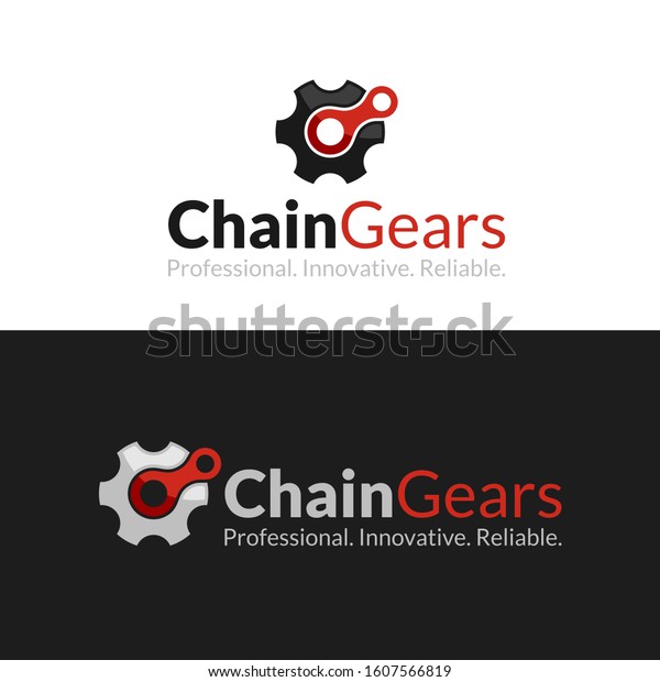 Concept industrial design of Gear and\
Chain logo template, isolated on white\
background.