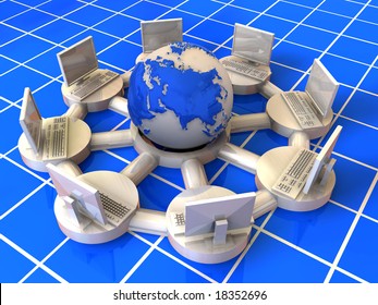 Concept of internet. 3d
