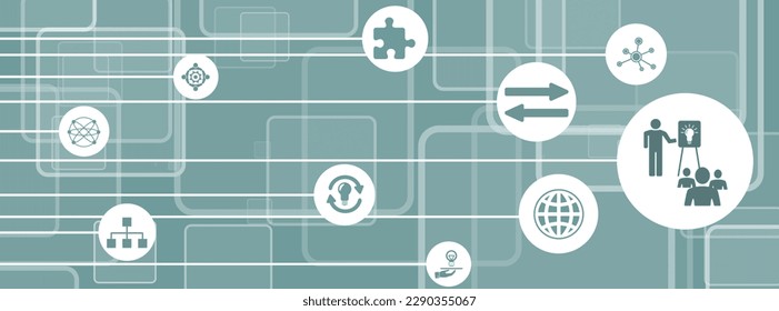 Concept of knowledge sharing with connected icons
