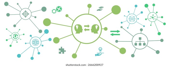 Concept of knowledge sharing with connected icons