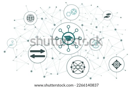 Concept of knowledge sharing with connected icons