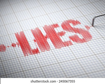 Concept of lies. Lie detector with text. 3d
