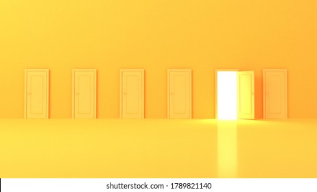 The concept of light coming through an open door.
3d rendering of the yellow studio.