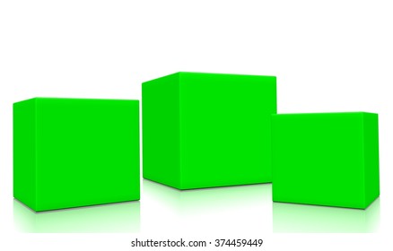 Concept of light green boxes isolated on a white background. - Shutterstock ID 374459449