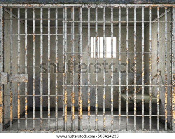 Concept of limiting freedom. Interior of\
prison cell. 3d\
illustration