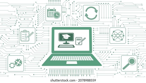 Concept Of Lms With Icons Integrated In Circuit