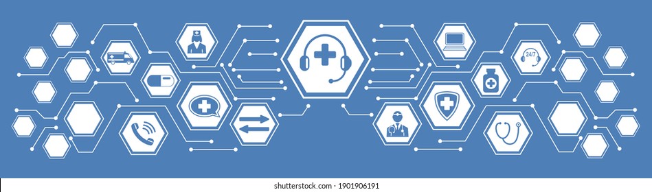 Concept Of Medical Hotline With Connected Icons