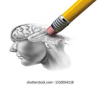 Concept Of Memory Loss And Dementia Disease And Losing Brain Function Memories As An Alzheimers Health Symbol Of Neurology And Mental Problems With 3D Illustration Elements On A White Background.