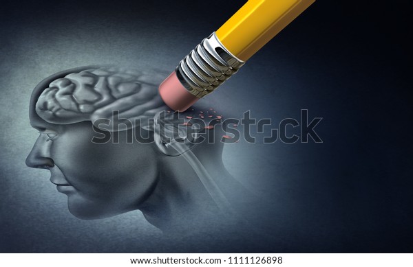 Concept of memory\
loss and dementia disease and losing brain function memories as an\
alzheimers health symbol of neurology and mental problems with 3D\
illustration\
elements.